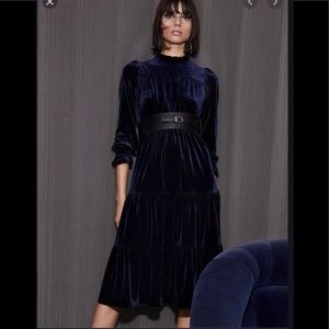 Icone ruffle velvet midi dress -- Sz M